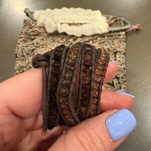 Chan Luu Wrap Bracelet Chain & Christal Bead Leather 5 Wrap Bracelet Trend